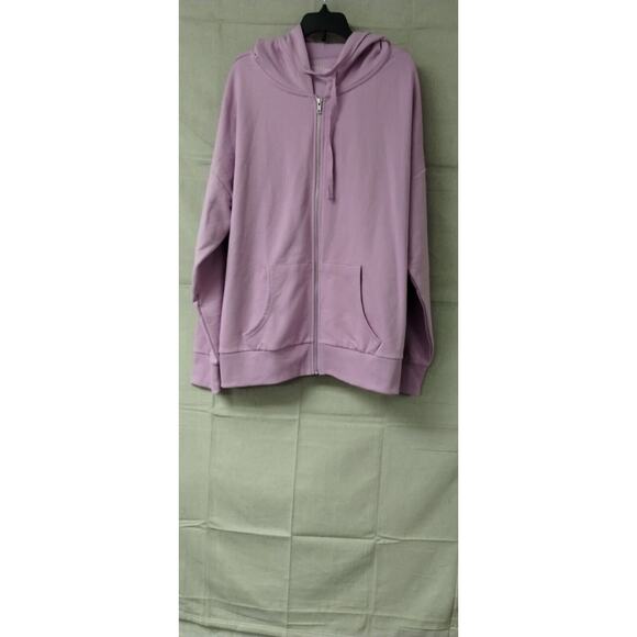 Time And Tru Womens Hooded Jacket Full Zip Drawstring Long Sleeve Pale Pink XXXL - Picture 1 of 8
